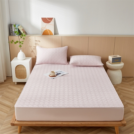 91家纺网 家纺一手货源 找家纺 优眠坊 2025新款亲肤夹棉纯色床笠-时光系列 甘石粉