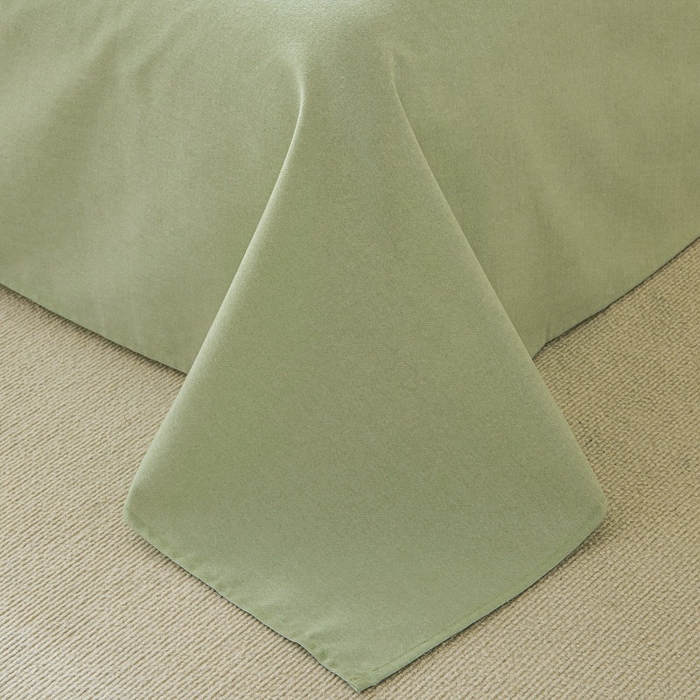 91家纺网 家纺一手货源 找家纺 涵宸家纺 棉磨毛-纯色织标-四件套（含单品） 奶昔白+豆绿