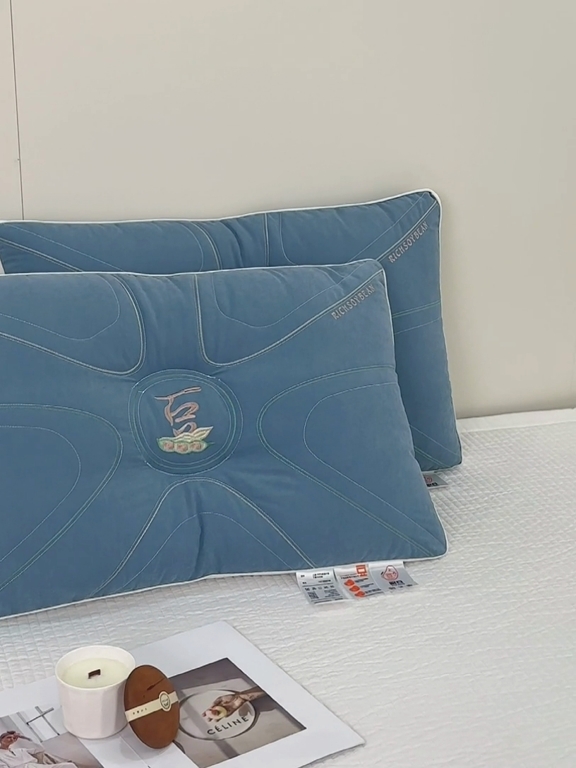 91家纺网 家纺一手货源 找家纺 纽乐家纺 2023新款大豆护颈枕 蓝色48*74cm/只