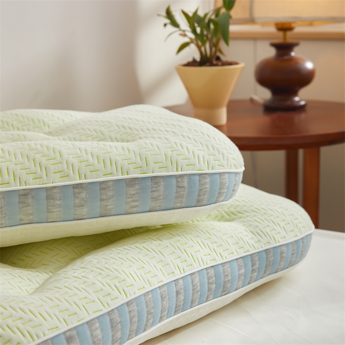 91家纺网 家纺一手货源 找家纺 纽乐家纺 2023新款竹纤维枕 竹纤维五分区SPA枕-蓝色48*74cm/只