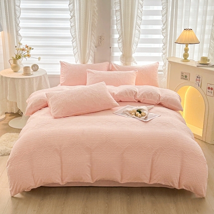 91家纺网 家纺一手货源 找家纺 （总）雅萱家纺 2023新款简约华夫绒四件套