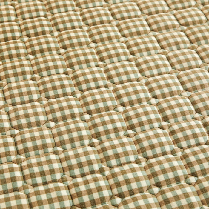 91家纺网 家纺一手货源 找家纺 富威堡家纺 2023新款牛奶绒印花夹棉床护垫床垫垫子 小绿格