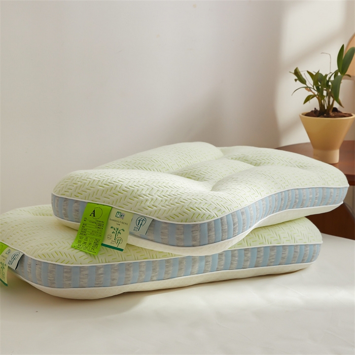 91家纺网 家纺一手货源 找家纺 纽乐家纺 2023新款竹纤维枕 竹纤维五分区SPA枕-蓝色48*74cm/只