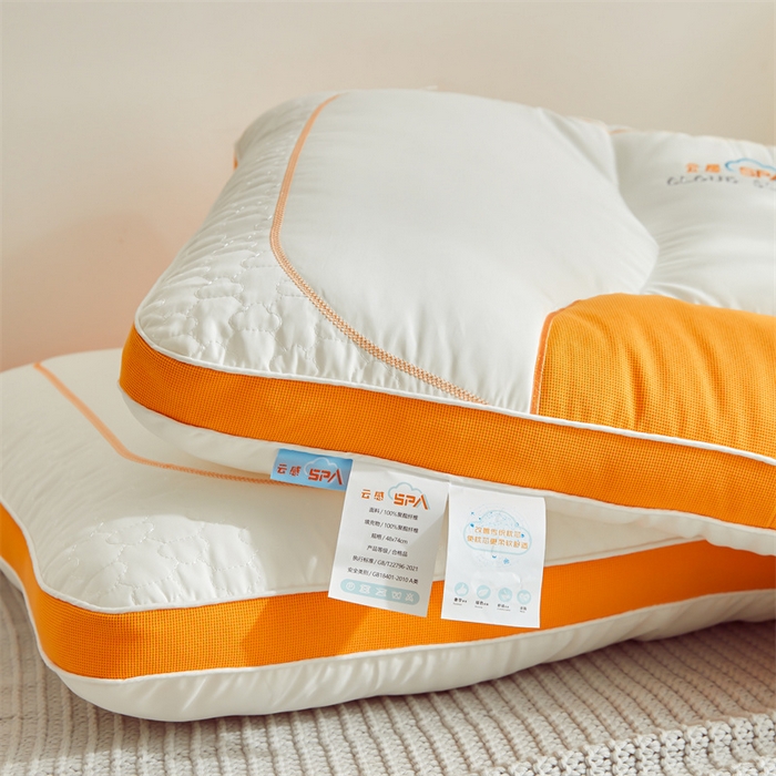 91家纺网 家纺一手货源 找家纺 纽乐家纺 2023新款云感spa分区护颈枕 云感spa分区护颈枕-橙白48*74cm/只