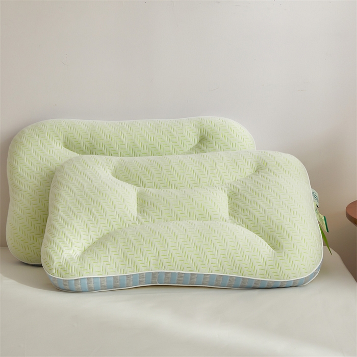 91家纺网 家纺一手货源 找家纺 纽乐家纺 2023新款竹纤维枕 竹纤维五分区SPA枕-蓝色48*74cm/只