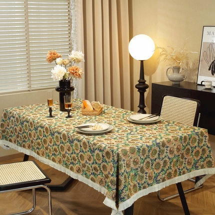 大梧纺织 2023新款波西米亚系列色织提花艺术派复古桌布 向日葵