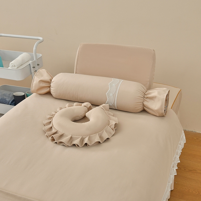 91家纺网 家纺一手货源 找家纺 莉人坊 2023新款磨砂绒花边按摩床罩 蜜驼