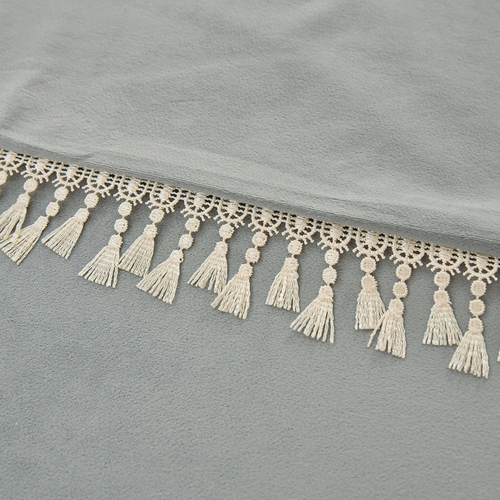 91家纺网 家纺一手货源 找家纺 莉人坊 2023新款磨砂绒流苏按摩床罩 冰岛