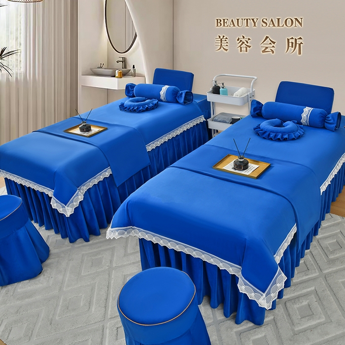 91家纺网 家纺一手货源 找家纺 莉人坊 2023新款磨砂绒花边按摩床罩 洱海