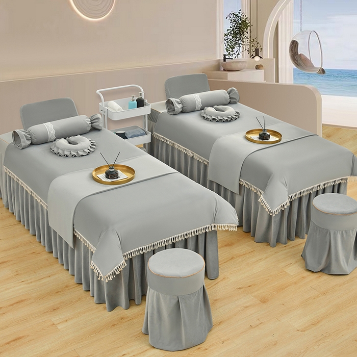 91家纺网 家纺一手货源 找家纺 莉人坊 2023新款磨砂绒流苏按摩床罩 冰岛