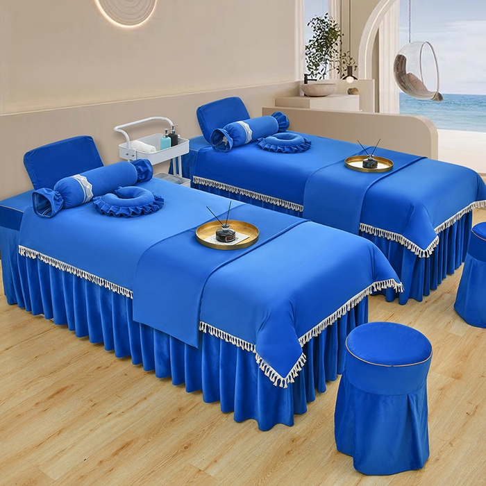 91家纺网 家纺一手货源 找家纺 莉人坊 2023新款磨砂绒流苏按摩床罩 洱海