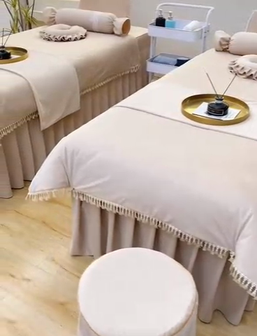 91家纺网 家纺一手货源 找家纺 莉人坊 2023新款磨砂绒流苏按摩床罩 蜜驼