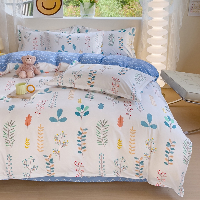 91家纺网 家纺一手货源 找家纺 布可家纺 2025新款水洗棉宽边印花四件套 晴朗