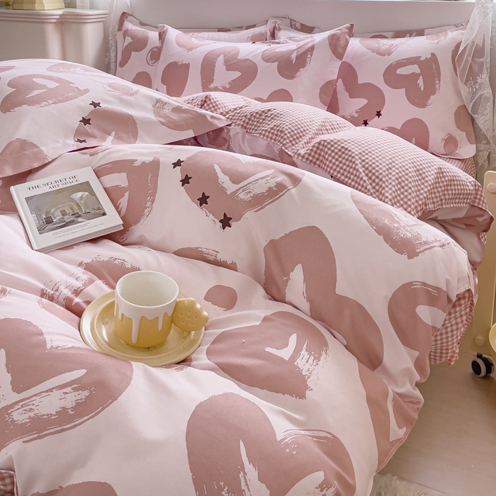 91家纺网 家纺一手货源 找家纺 布可家纺 2025新款水洗棉宽边印花四件套 怡心