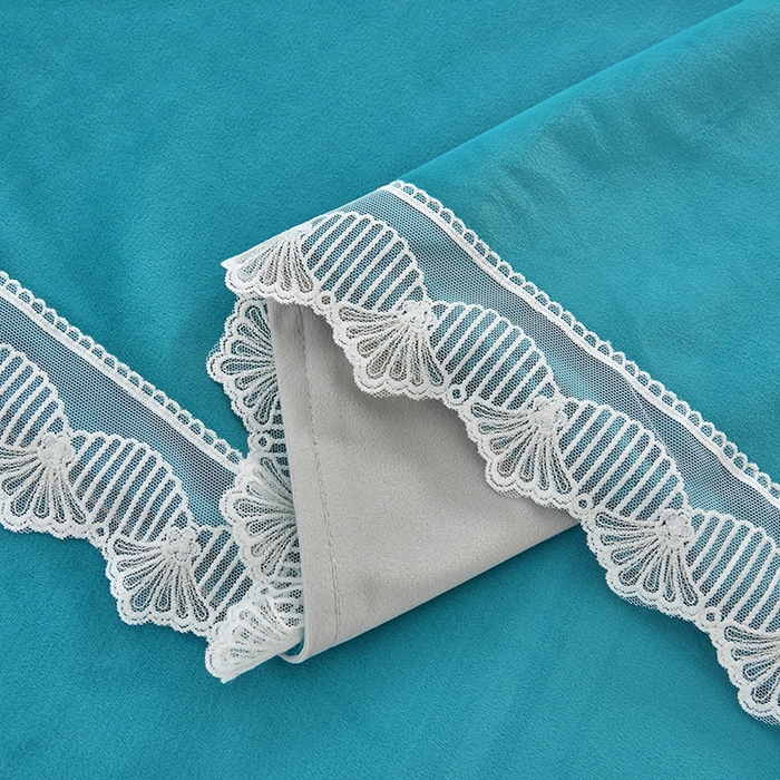 91家纺网 家纺一手货源 找家纺 莉人坊 2023新款磨砂绒花边按摩床罩 青瓷