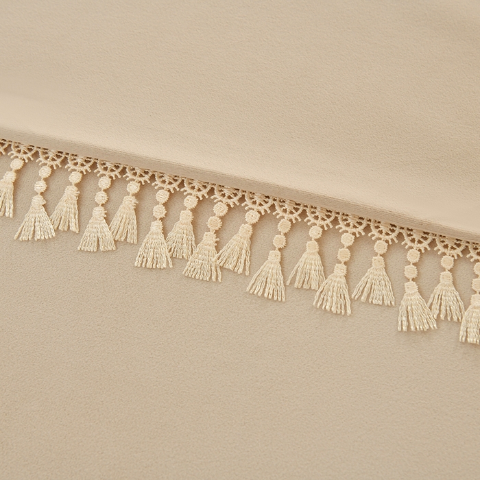 91家纺网 家纺一手货源 找家纺 莉人坊 2023新款磨砂绒流苏按摩床罩 蜜驼