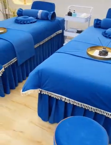 91家纺网 家纺一手货源 找家纺 莉人坊 2023新款磨砂绒流苏按摩床罩 洱海