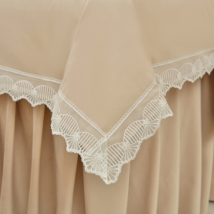 91家纺网 家纺一手货源 找家纺 莉人坊 2023新款磨砂绒花边按摩床罩 蜜驼