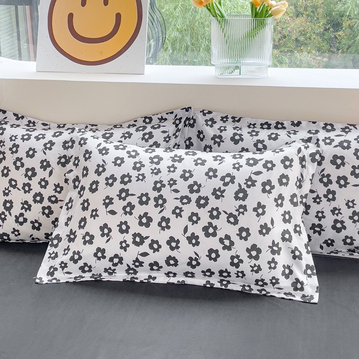 91家纺网 家纺一手货源 找家纺 布可家纺 2025新款水洗棉宽边印花四件套 黑色蔷薇