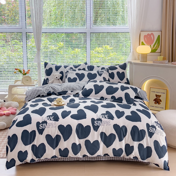 91家纺网 家纺一手货源 找家纺 布可家纺 2025新款水洗棉宽边印花四件套 简尚