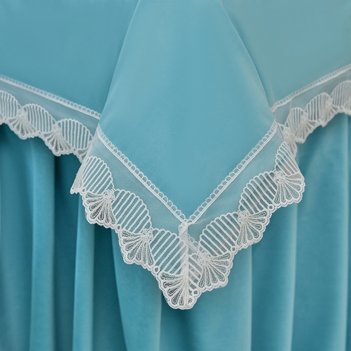 91家纺网 家纺一手货源 找家纺 莉人坊 2023新款磨砂绒花边按摩床罩 雪蓝