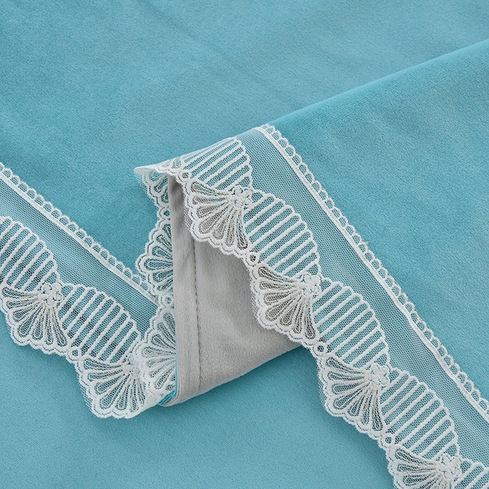 91家纺网 家纺一手货源 找家纺 莉人坊 2023新款磨砂绒花边按摩床罩 雪蓝