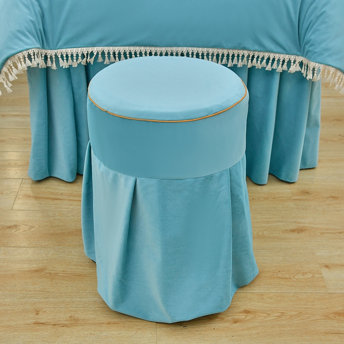 91家纺网 家纺一手货源 找家纺 莉人坊 2023新款磨砂绒流苏按摩床罩 雪蓝