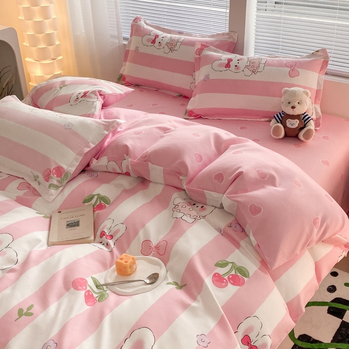 91家纺网 家纺一手货源 找家纺 米瑞娜 2025新款植物羊绒四件套 樱桃兔