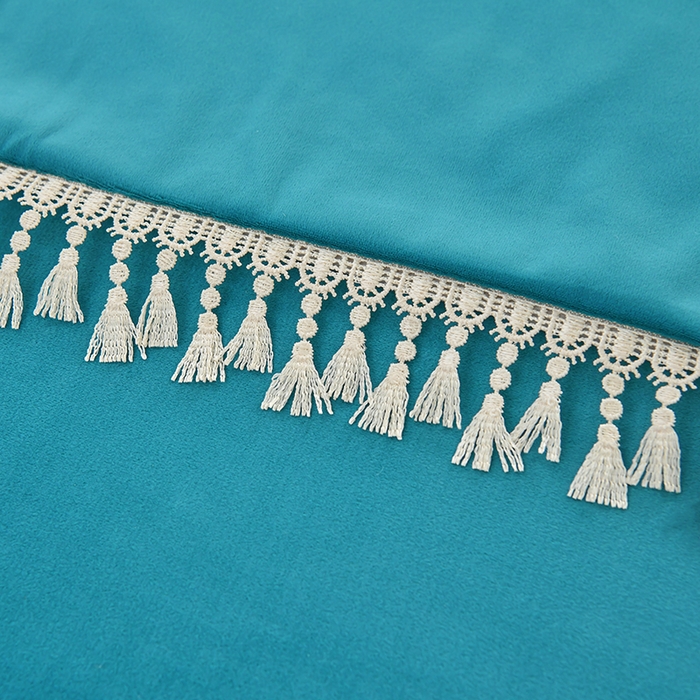 91家纺网 家纺一手货源 找家纺 莉人坊 2023新款磨砂绒流苏按摩床罩 青瓷