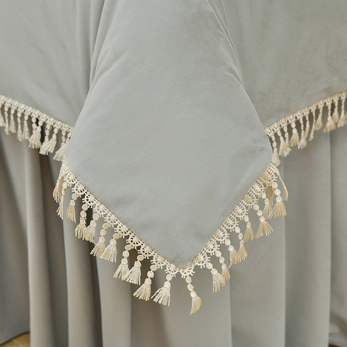 91家纺网 家纺一手货源 找家纺 莉人坊 2023新款磨砂绒流苏按摩床罩 冰雨