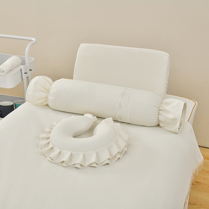 91家纺网 家纺一手货源 找家纺 莉人坊 2023新款磨砂绒流苏按摩床罩 贝白