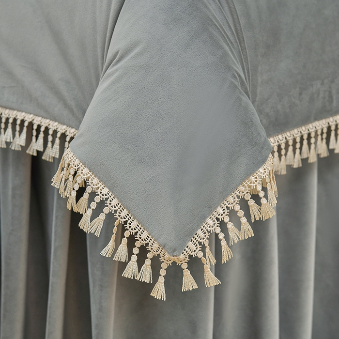 91家纺网 家纺一手货源 找家纺 莉人坊 2023新款磨砂绒流苏按摩床罩 冰岛