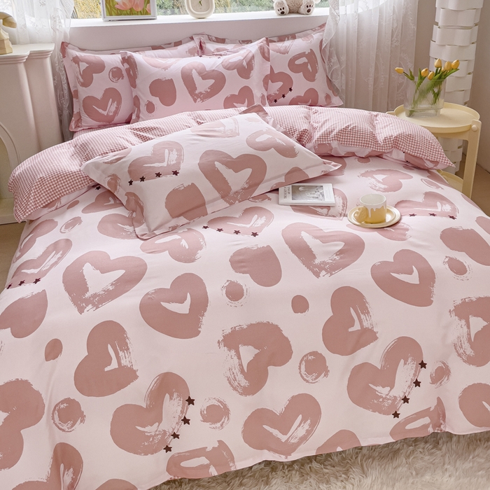 91家纺网 家纺一手货源 找家纺 布可家纺 2025新款水洗棉宽边印花四件套 怡心