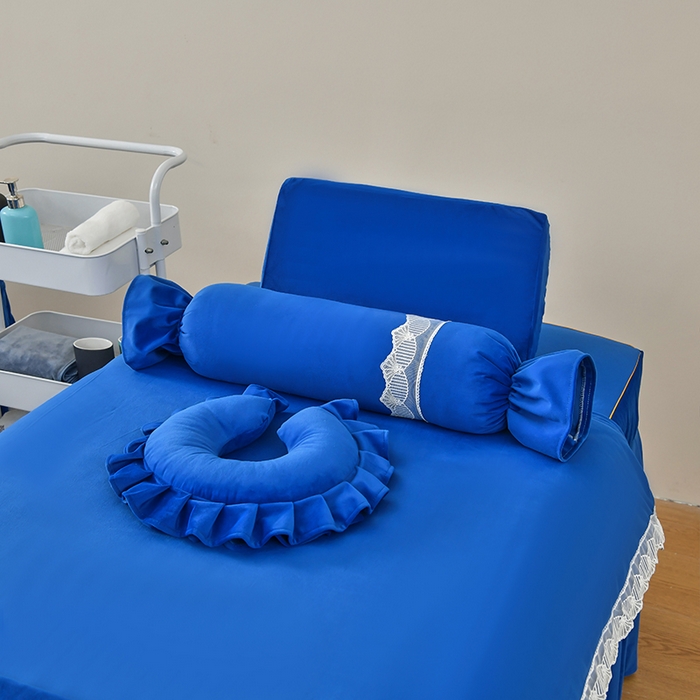 91家纺网 家纺一手货源 找家纺 莉人坊 2023新款磨砂绒花边按摩床罩 洱海