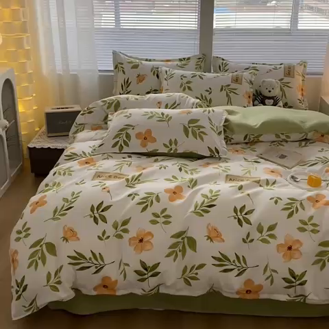 91家纺网 家纺一手货源 找家纺 米瑞娜 2025新款植物羊绒四件套 青柠薄荷