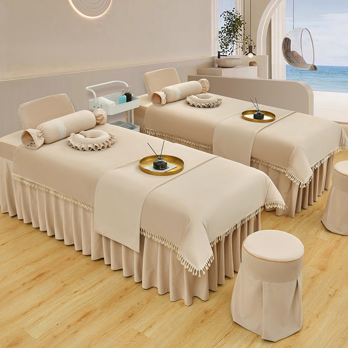 91家纺网 家纺一手货源 找家纺 莉人坊 2023新款磨砂绒流苏按摩床罩 蜜驼