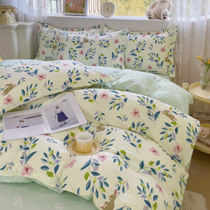 91家纺网 家纺一手货源 找家纺 布可家纺 2025新款水洗棉宽边印花四件套 莫妮卡