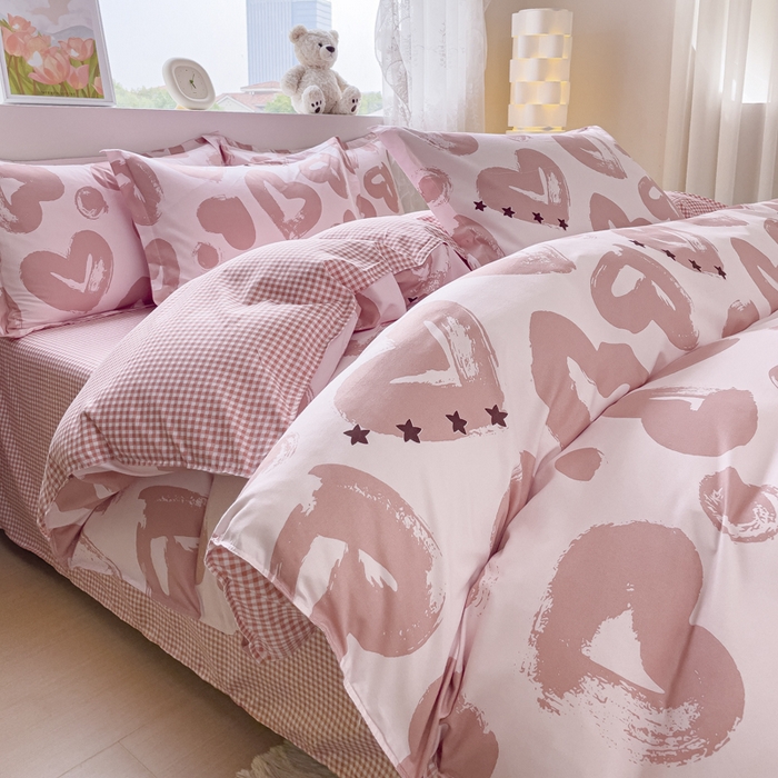 91家纺网 家纺一手货源 找家纺 布可家纺 2025新款水洗棉宽边印花四件套 怡心