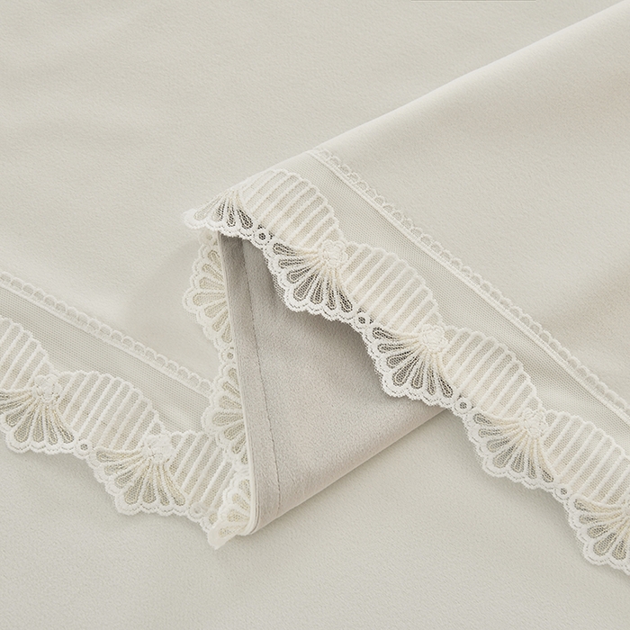 91家纺网 家纺一手货源 找家纺 莉人坊 2023新款磨砂绒花边按摩床罩 贝白