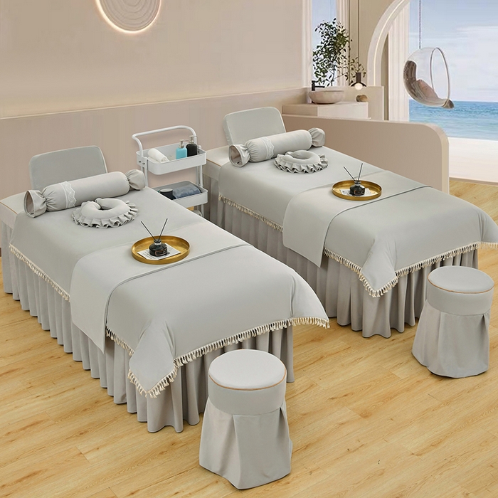 91家纺网 家纺一手货源 找家纺 莉人坊 2023新款磨砂绒流苏按摩床罩 冰雨