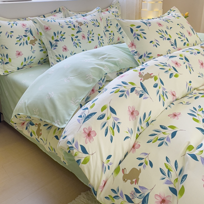 91家纺网 家纺一手货源 找家纺 布可家纺 2025新款水洗棉宽边印花四件套 莫妮卡