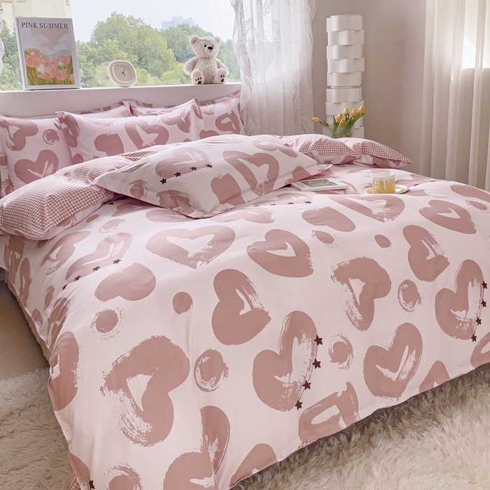 91家纺网 家纺一手货源 找家纺 布可家纺 2025新款水洗棉宽边印花四件套 怡心