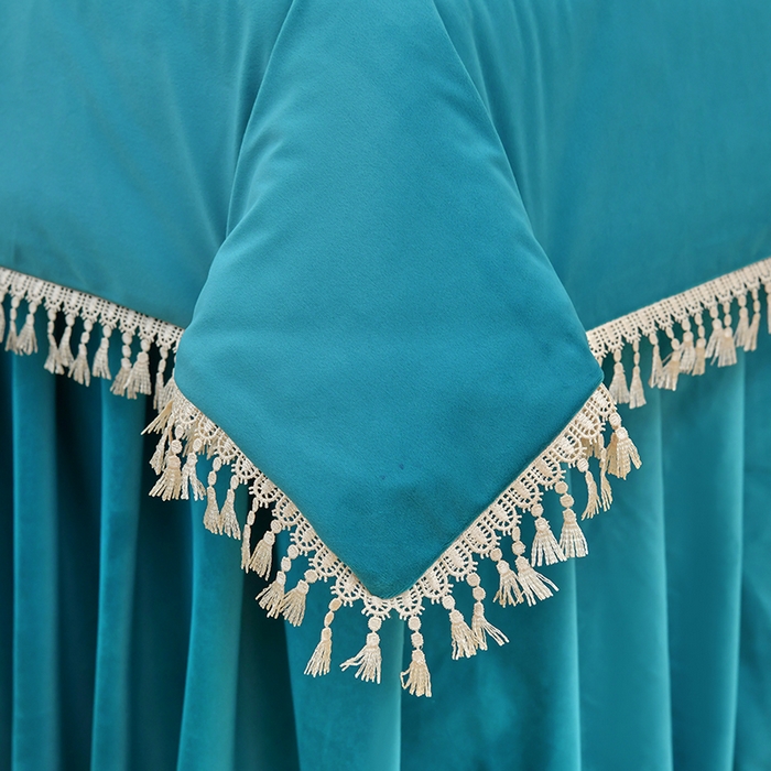 91家纺网 家纺一手货源 找家纺 莉人坊 2023新款磨砂绒流苏按摩床罩 青瓷