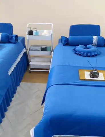 91家纺网 家纺一手货源 找家纺 莉人坊 2023新款磨砂绒花边按摩床罩 洱海