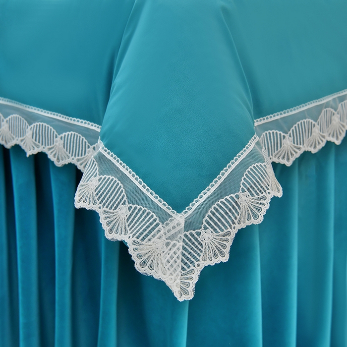 91家纺网 家纺一手货源 找家纺 莉人坊 2023新款磨砂绒花边按摩床罩 青瓷