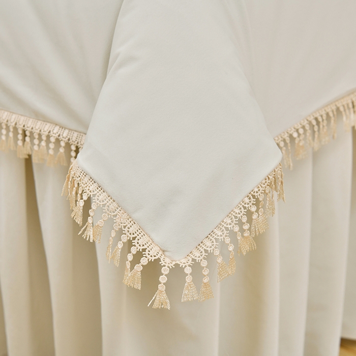 91家纺网 家纺一手货源 找家纺 莉人坊 2023新款磨砂绒流苏按摩床罩 贝白