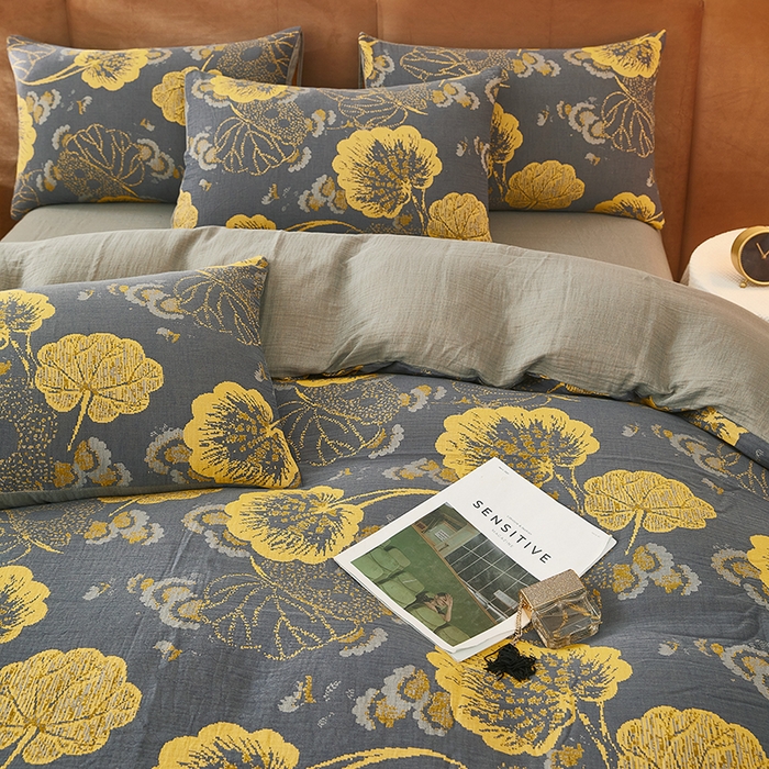 91家纺网 家纺一手货源 找家纺 风蝴蝶 2025全棉纯棉水洗双层纱四件套 绚丽