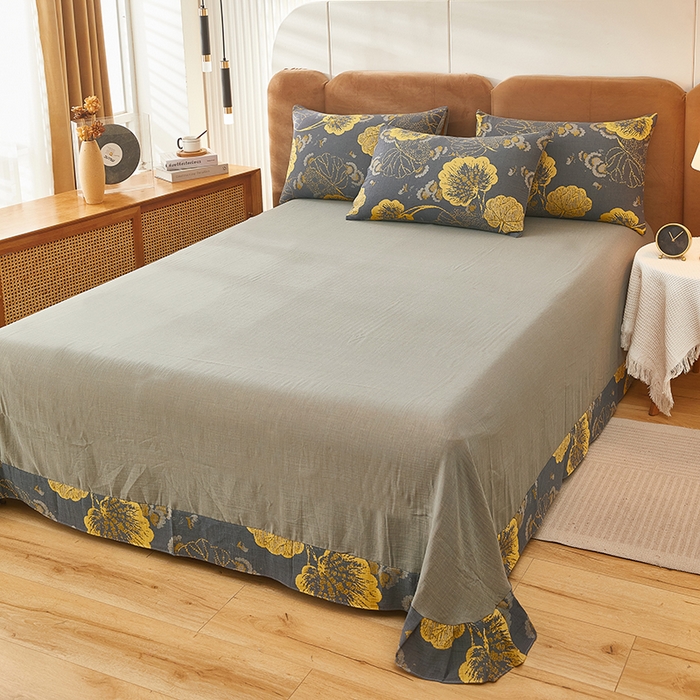 91家纺网 家纺一手货源 找家纺 风蝴蝶 2025全棉纯棉水洗双层纱四件套 绚丽