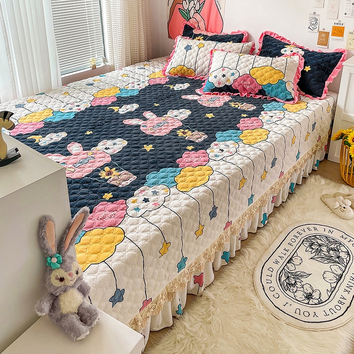 91家纺网 家纺一手货源 找家纺 羽爱家纺 2024新款牛奶绒榻榻米床盖 萌萌哒