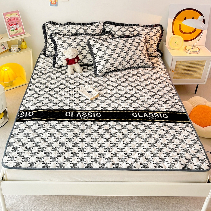 91家纺网 家纺一手货源 找家纺 羽爱家纺 2024新款牛奶绒直边款床盖床垫 摩登